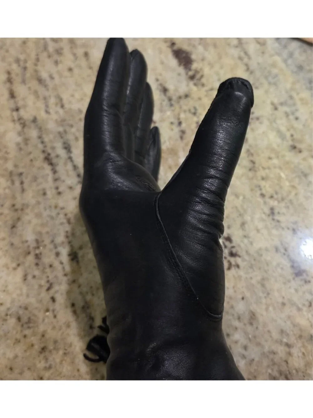 Vintage Womens Size S/M 6.5 Black Leather Gloves Tassle Lace Grommet Biker